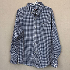 Boys Vineyard Vine blue gingham button up shirt-7